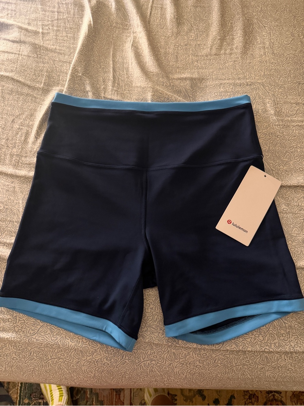 lululemon athletica Navy Shorts with Light Blue Trim